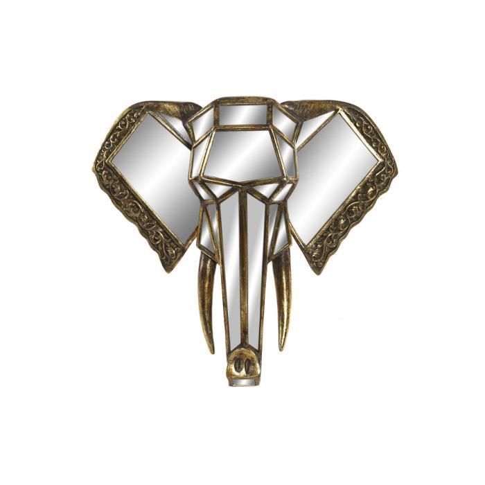 Décoration murale - Miroir éléphant doré - Résine - 41 x 11 x 38 cm - Glam