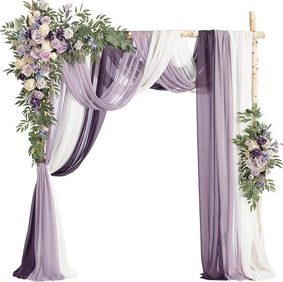 Luxury Wedding Arch Flower Six-Piece Set - 2 Pieces Flower Game 3 Pieces Curtain 1 Arch Suitable For Wedding Diy Decoration