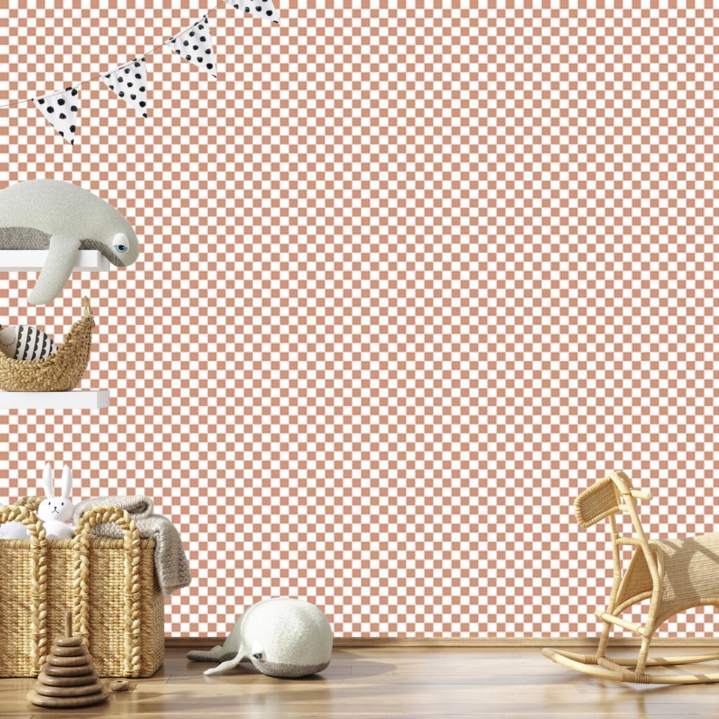 Checkerboard Wallpaper Cream, White and Beige for Living Room and Bedroom 50x1000