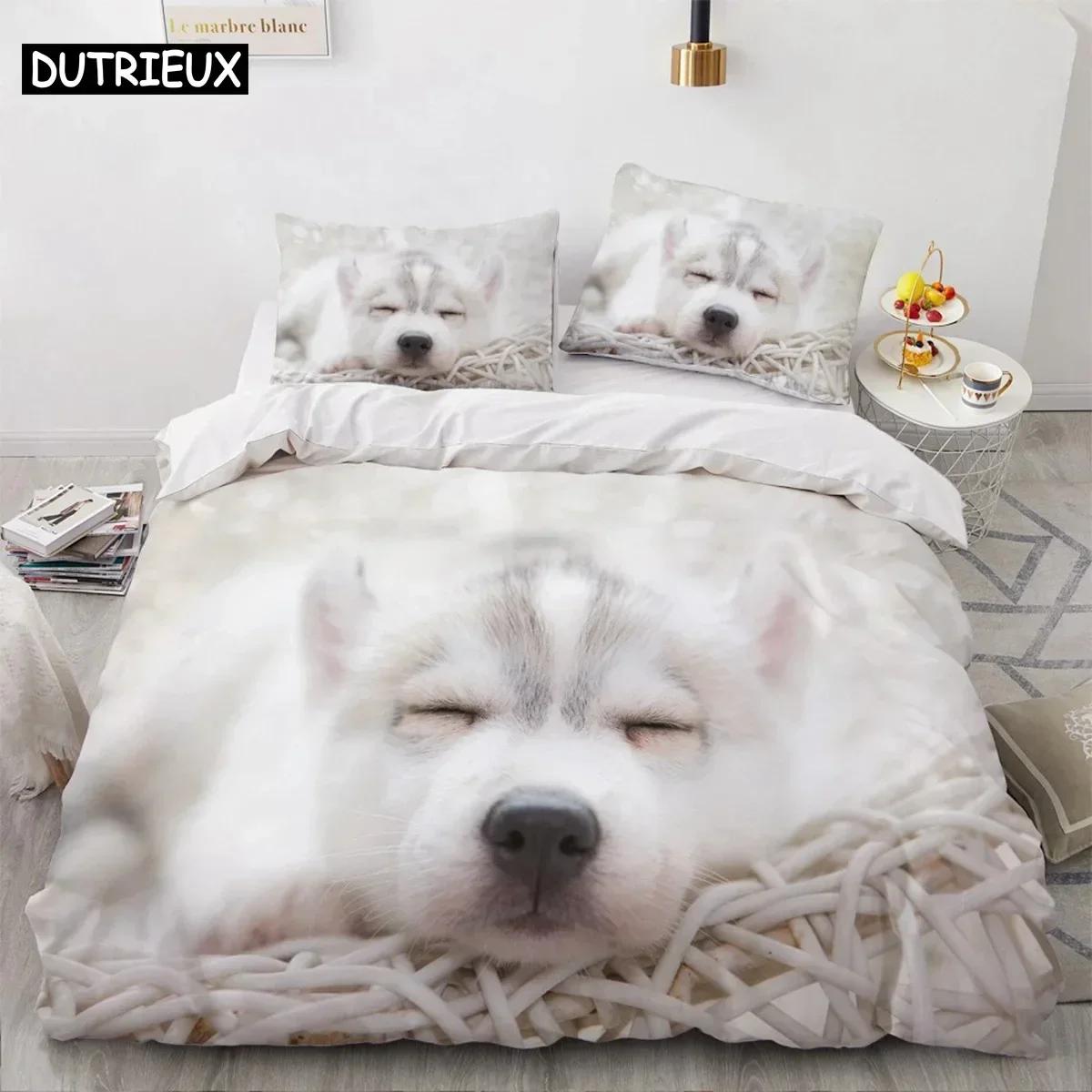 

3D Dog Bedding Set For Bedroom Soft Modern Bedspreads Comefortable Kids Duvet Cover Quilt Cover And Pillowcase EU Single(135*200cm)3pcs