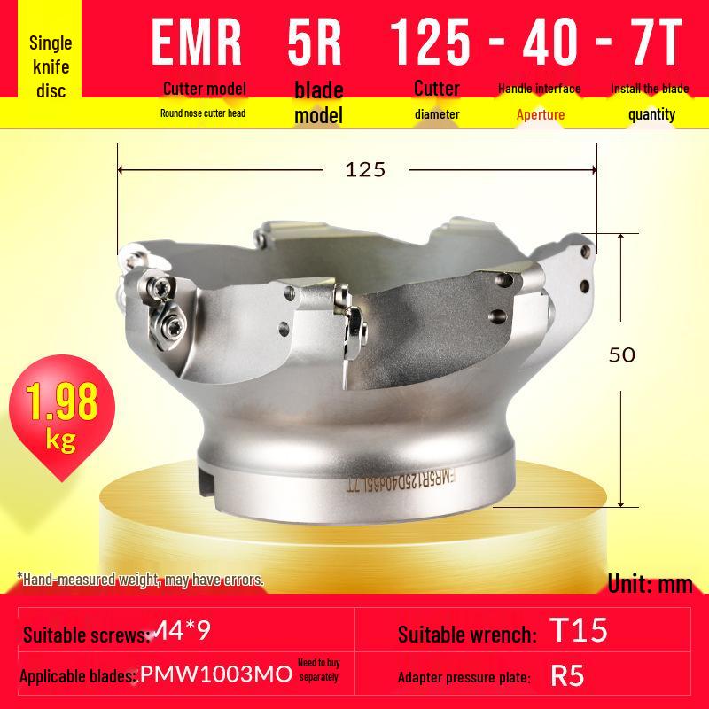 EMR Face Milling Round Nose CNC Tool Holder BT40 R5 Extended Cutter Head