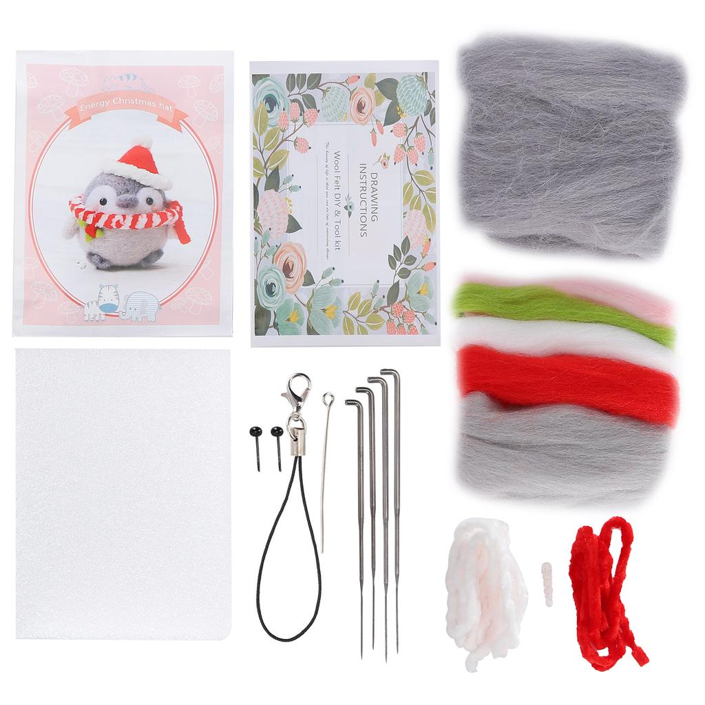 Nadelfilz-Set Wollfilz-Zubehör Niedliche Tier-Plüschpuppe DIY Bastelmaterial 112# Energie Weihnachts-Hut