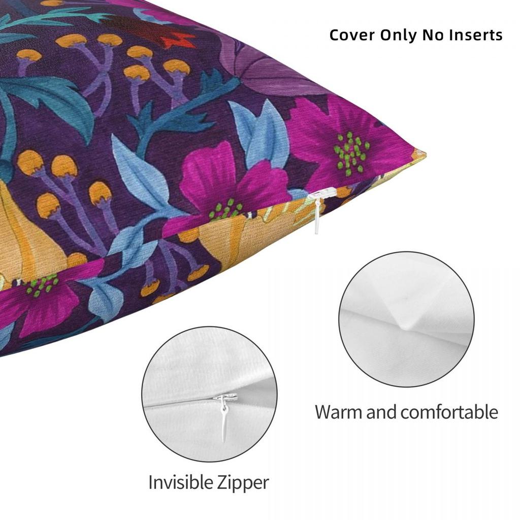 Floral Purple Square Pillowcase Polyester Linen Velvet Creative Zip Decorative Pillow Case Car Cushion Cover