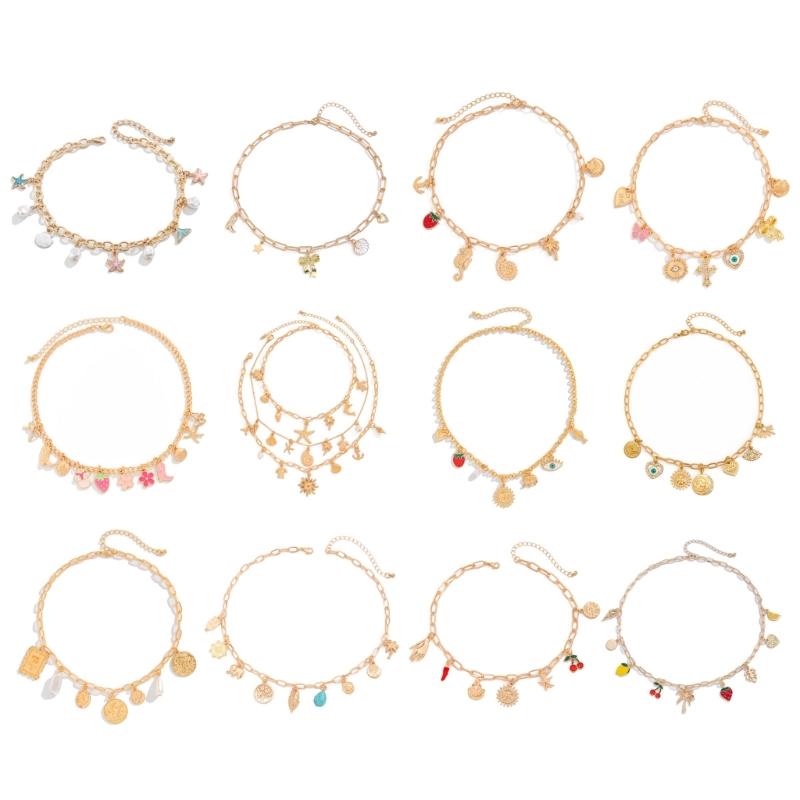 Stylish Gold Crosses Necklace for Women with Seashells Charm Decoration for Beach and Summer Fashion Statement Pieces