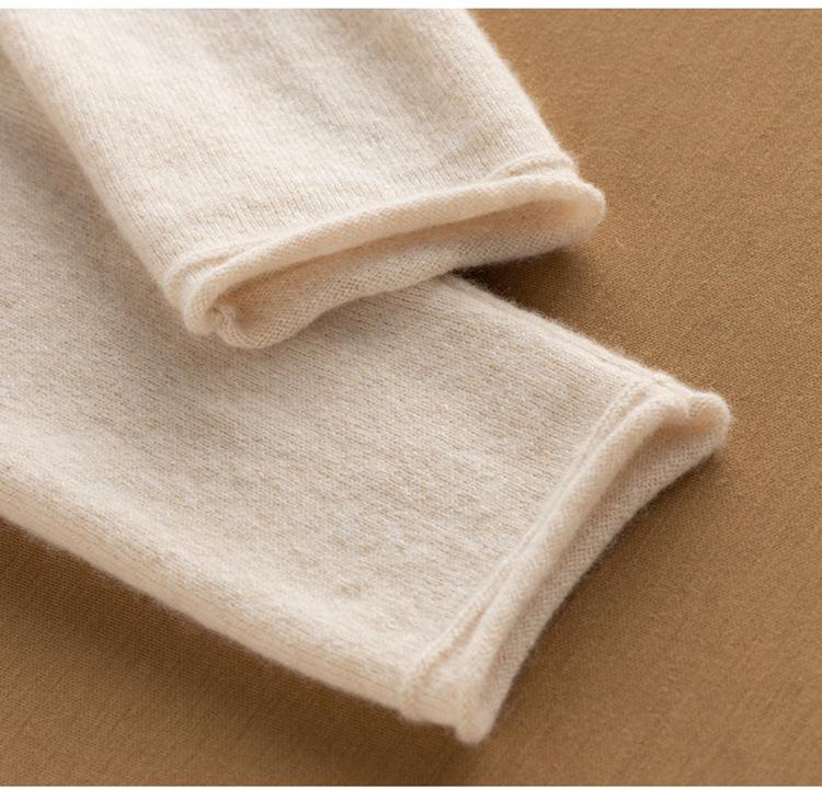 Women's High Neck Cashmere Wool Pullover – Solid Color, Half Sleeve, Inner Rolled Edge, Perfect Base Layer for Autumn/Winter.