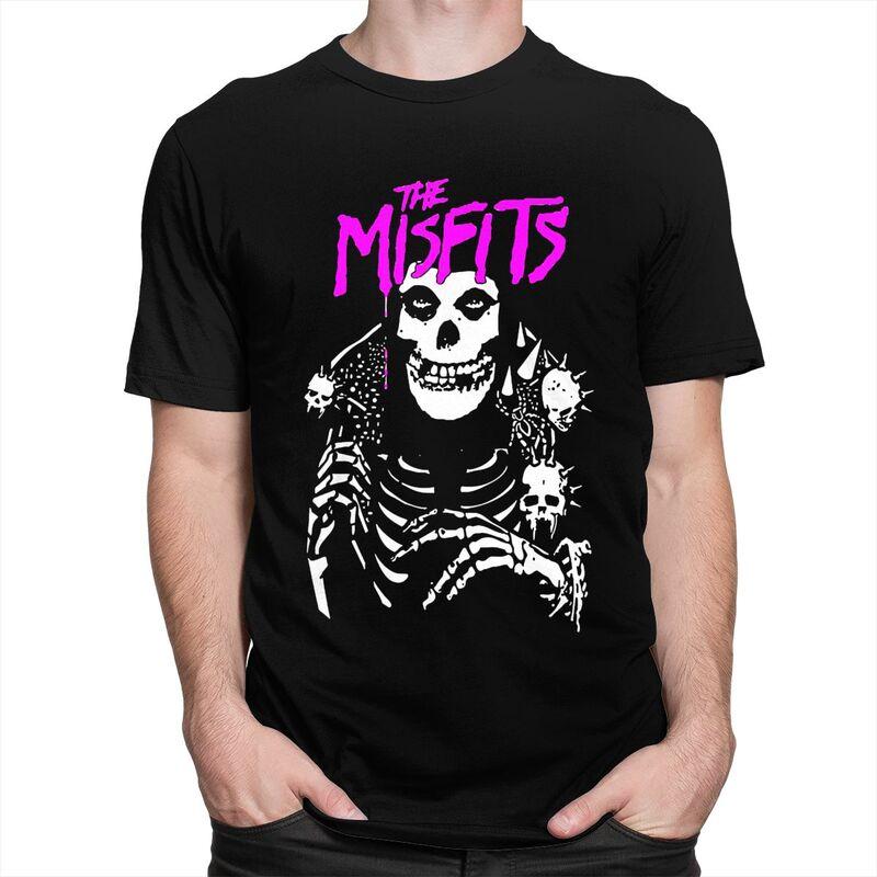 Custom Horror Punk Rock Misfits Skull T Shirts for Men Pure Cotton Tee Tops Tshirt Casual Tshirt