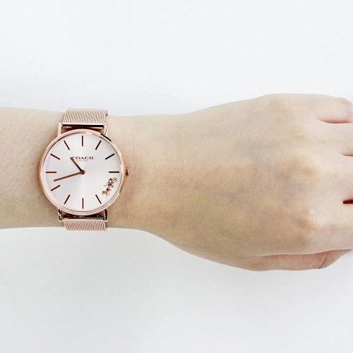 Coach Perry 36mm Watch with Mesh Strap, Silver and Pink Gold, 14503126, Women's