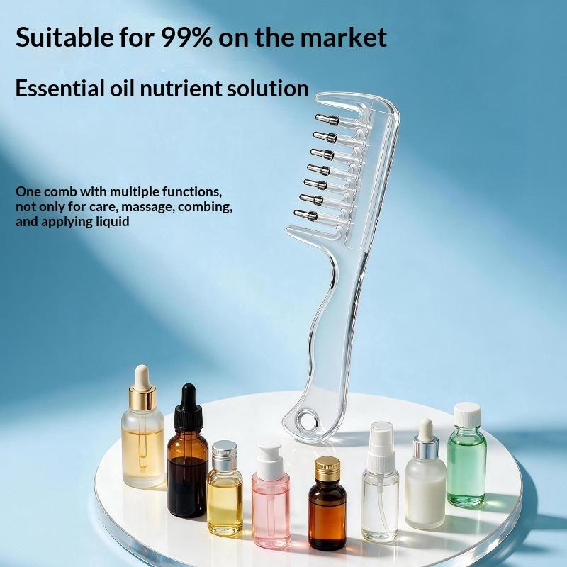 Unisex Essential Oil Applicator Massage Comb Built In Liquid Reservoir Rolling Metal Teeth For Hair Growth Beard Care
