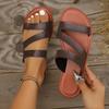 New One-character Slippers Women's Simple Sandals Flat-soled Beach Shoes