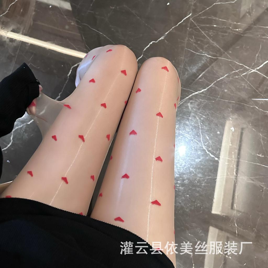 Man desire sex stockings love oily pantyhose heart-shaped dot pure desire black stockings silky open crotch 4001