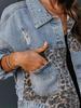 Women's Patchwork Leopard Print Denim Jacket 2026