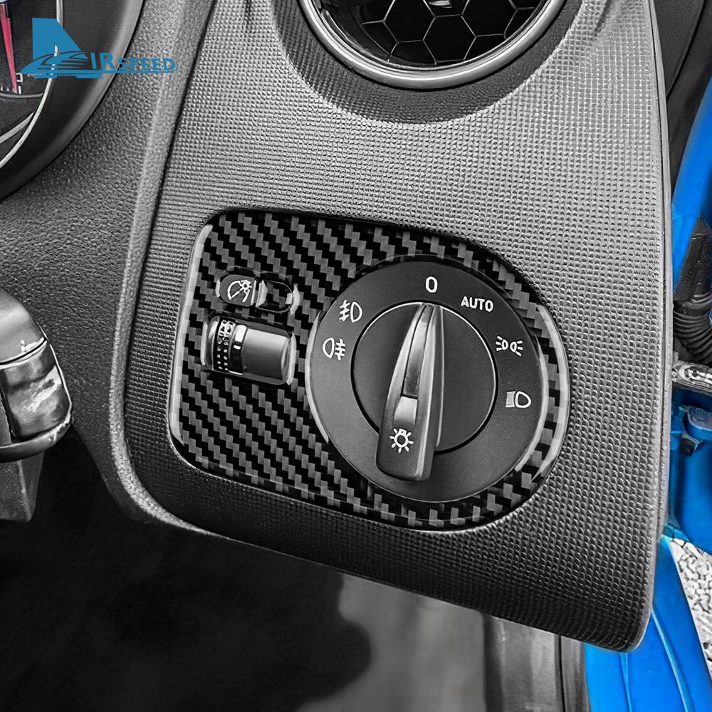 DJWX5 Echter weicher Kohlefaser-Aufkleber für Seat Ibiza 6j 2009 2010 2011 2012 2013 2014 LHD RHD Auto Scheinwerferschalter Rahmen Innenverkleidung