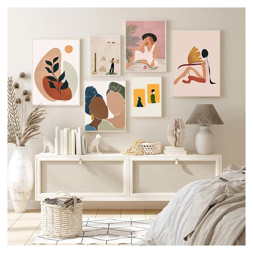 Nordic Posters and Prints Wall Art Canvas Painting Wall Pictures for Living Room Decor Abstract Feature Plant Vintage