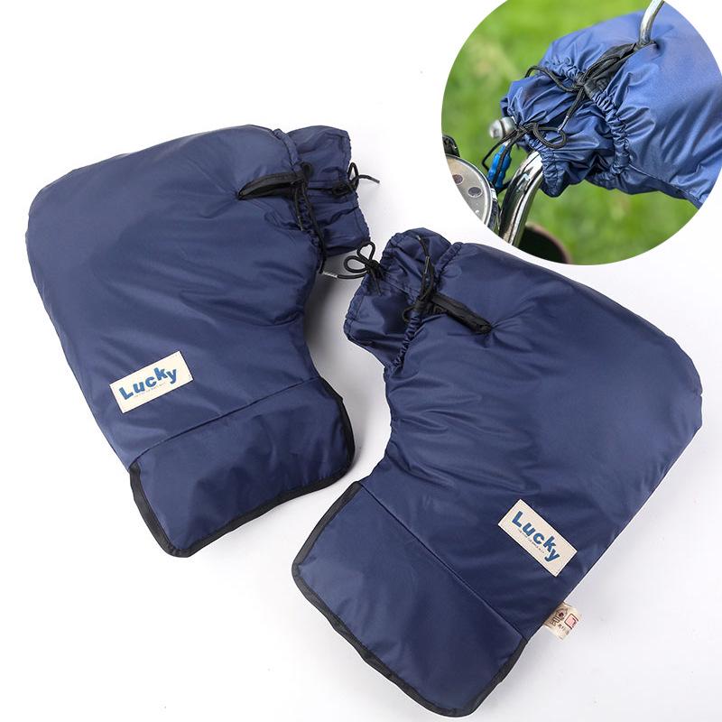 Electric Bicycle Winter Handlebar Cover: Waterproof, Windproof, Thick Fleece Gloves for Cold-Proof Riding