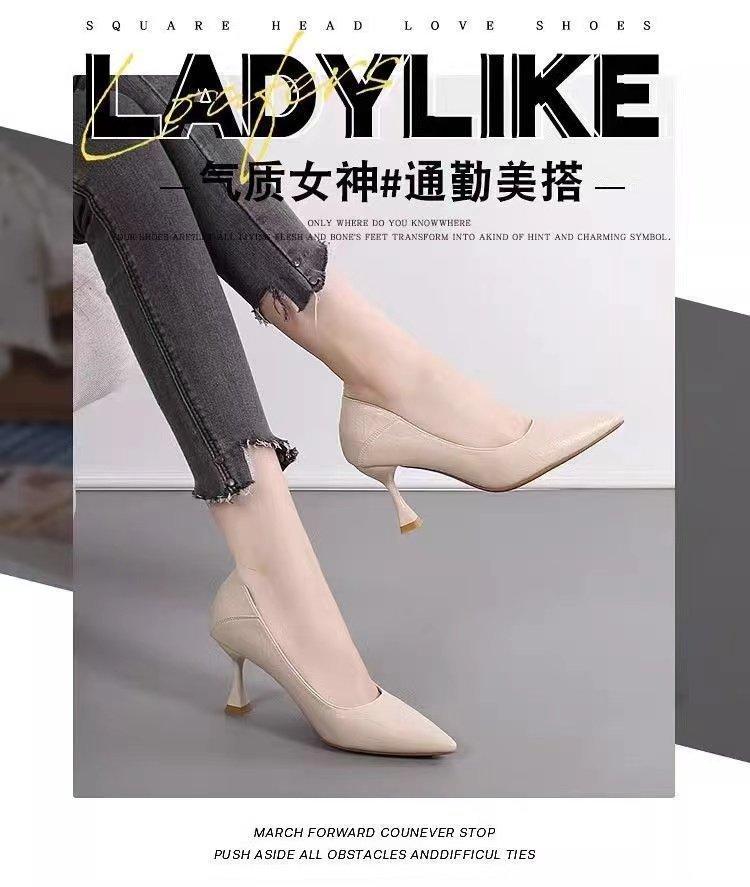 Single shoe women's slim heel 2025 spring new Korean version casual versatile pointed work high heels 5cm