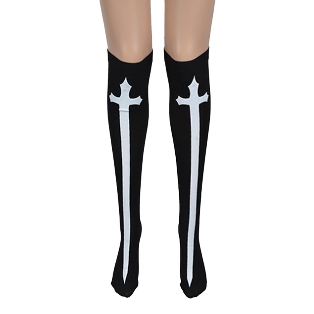 Women Thigh Stockings with Blood Splash/Cross Pattern for Cosplay Show  Halloween Masquerade Party