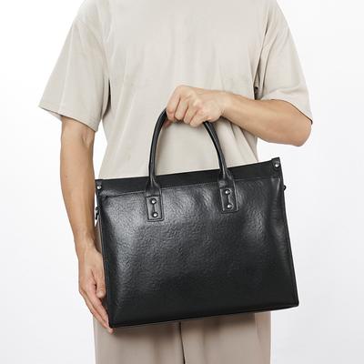 Maleta Masculina Vegetal Couro Tote Negócios Grande Capacidade Multicompartimento Bolsa de Ombro Único para Computador