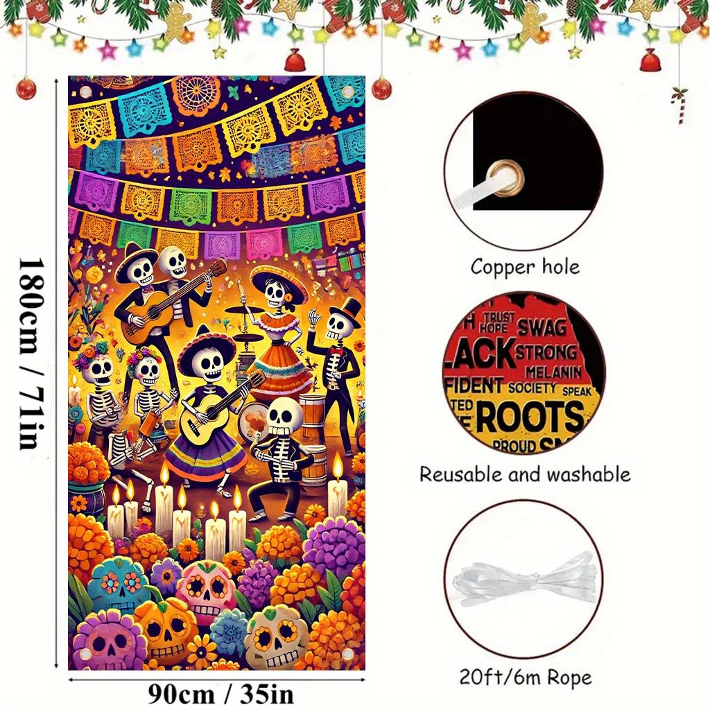 1 piece, performance by the band for the Day of the Dead celebration, polyester fiber art decoration door curtain