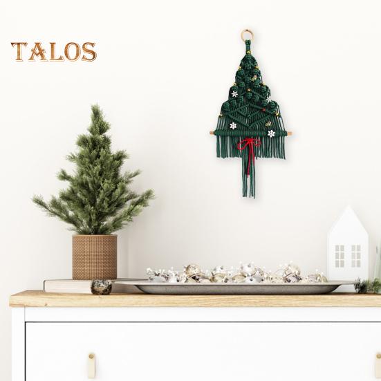 Wall Hanging Tapestry with 17 Accessories Manual Braided Bohemian Style Hollow Out Dorm Home Hotel Wall Decoration Christmas Tree Hanging Pendant