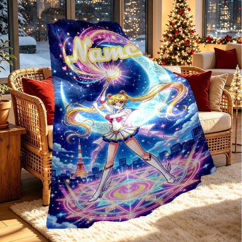 Benutzerdefinierte personalisierte Sailor Moon Druckdecke, Heimdekoration, Schlafzimmer, Sofa, Camping, Couch, Geschenke für Geburtstag Weihnachten