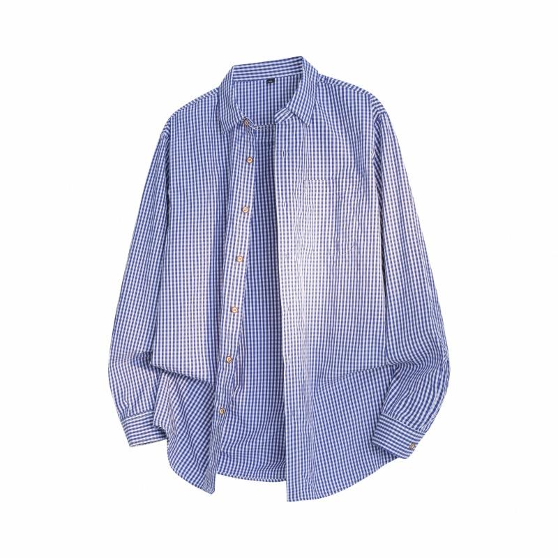 Spring And Autumn Men'S Plaid Striped Long Sleeve Shirt Men'S Loose Casual Shirt Jacket