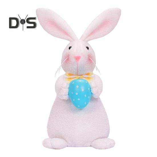 

Пасхальний кролик плюшева лялька мультфільм фарширований кролик тримає моркву яйце плюшевий кролик стіл Орнамент для домашнього пасхального весняного декору B
