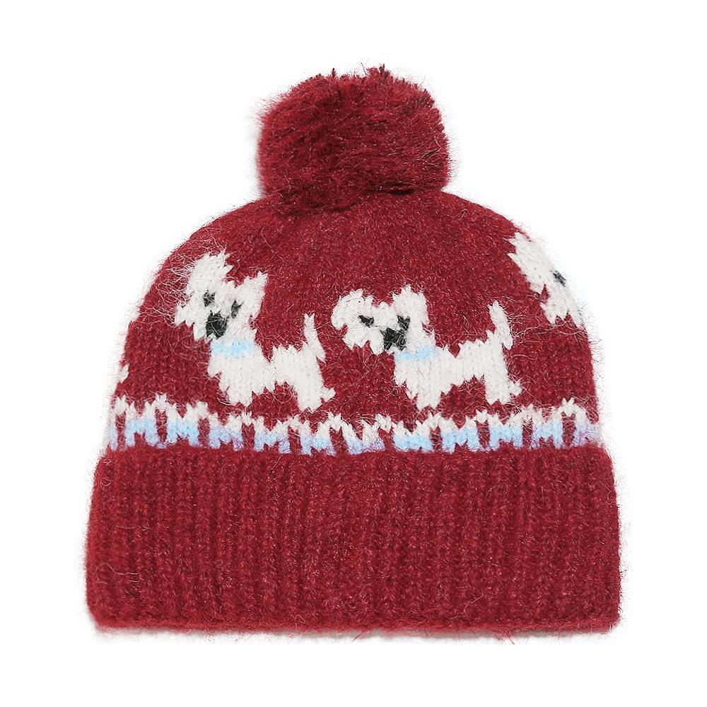 ins Japanese and Korean Trend Knitted Hat Women's Cashmere Blended Pullover Ear Protector Cute Dog Wool Hat 2025