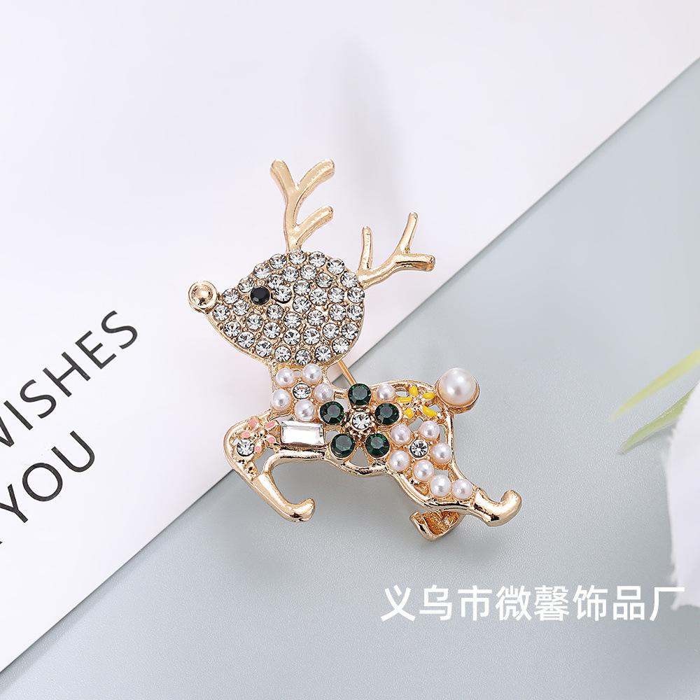 Deer Brooch Cute Diamond-encrusted Holiday Niche Design Corsage Decorative Accessories Coat Sweater Pin