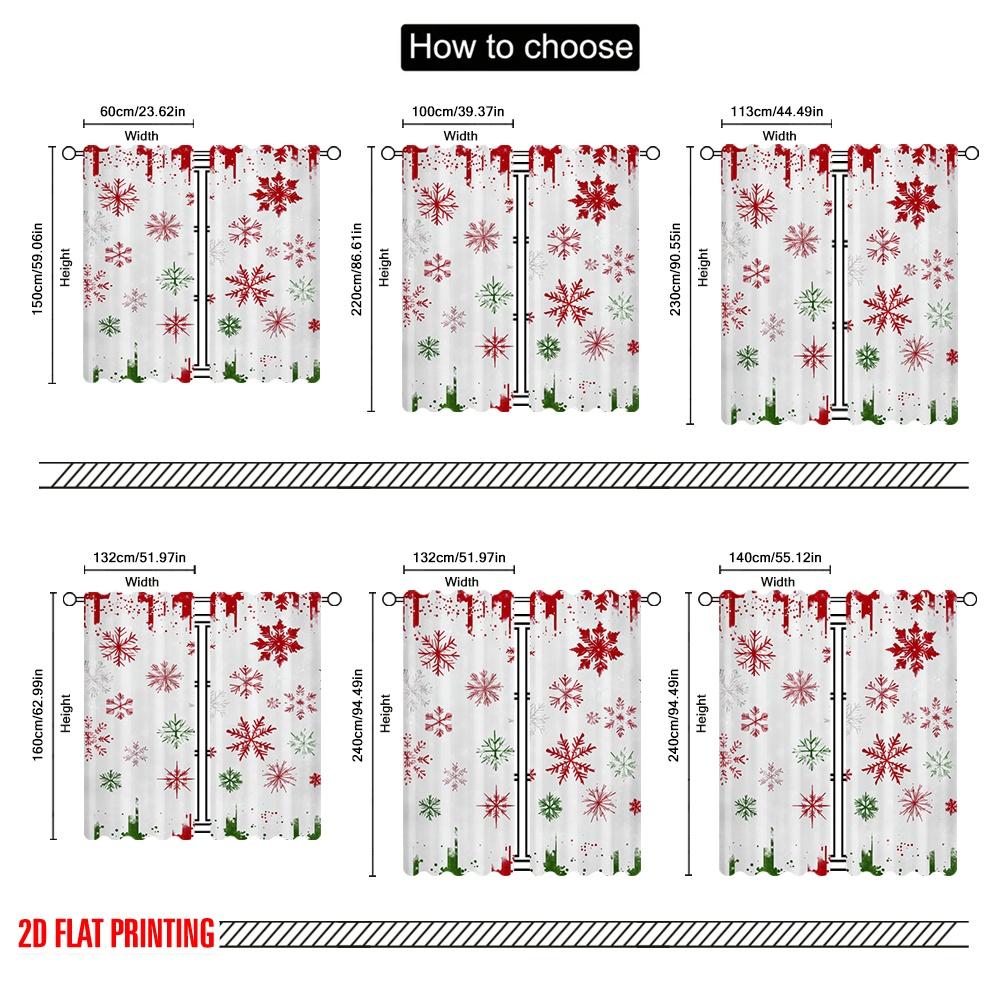 2pcs,2D Plane Printing Curtains Roller Blinds Festive Flurry Polyester (without Rod) Festive Use for Living Room, Office,