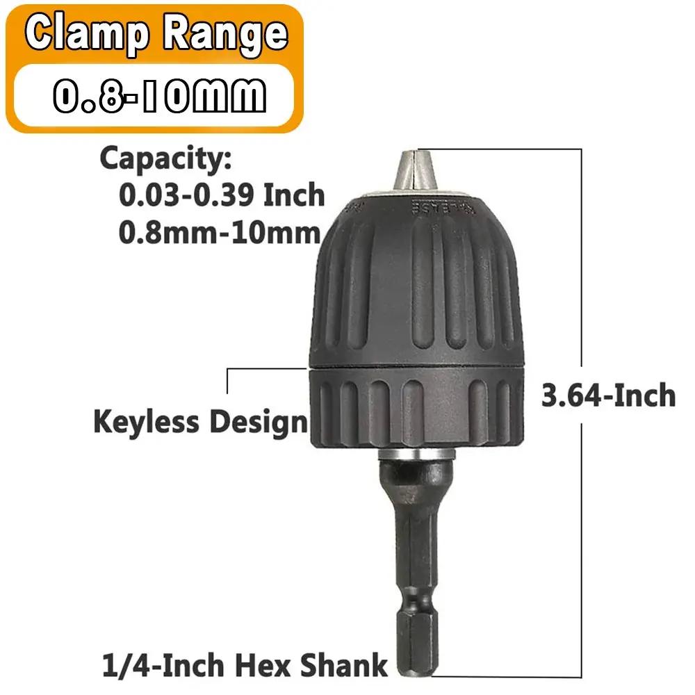 

STONEGO 0.8-10мм Бесключевой патрон для дрели Конвертер Резьба 3/8 - 24UNF Адаптер быстрой смены Шестигранный хвостовик 1/4