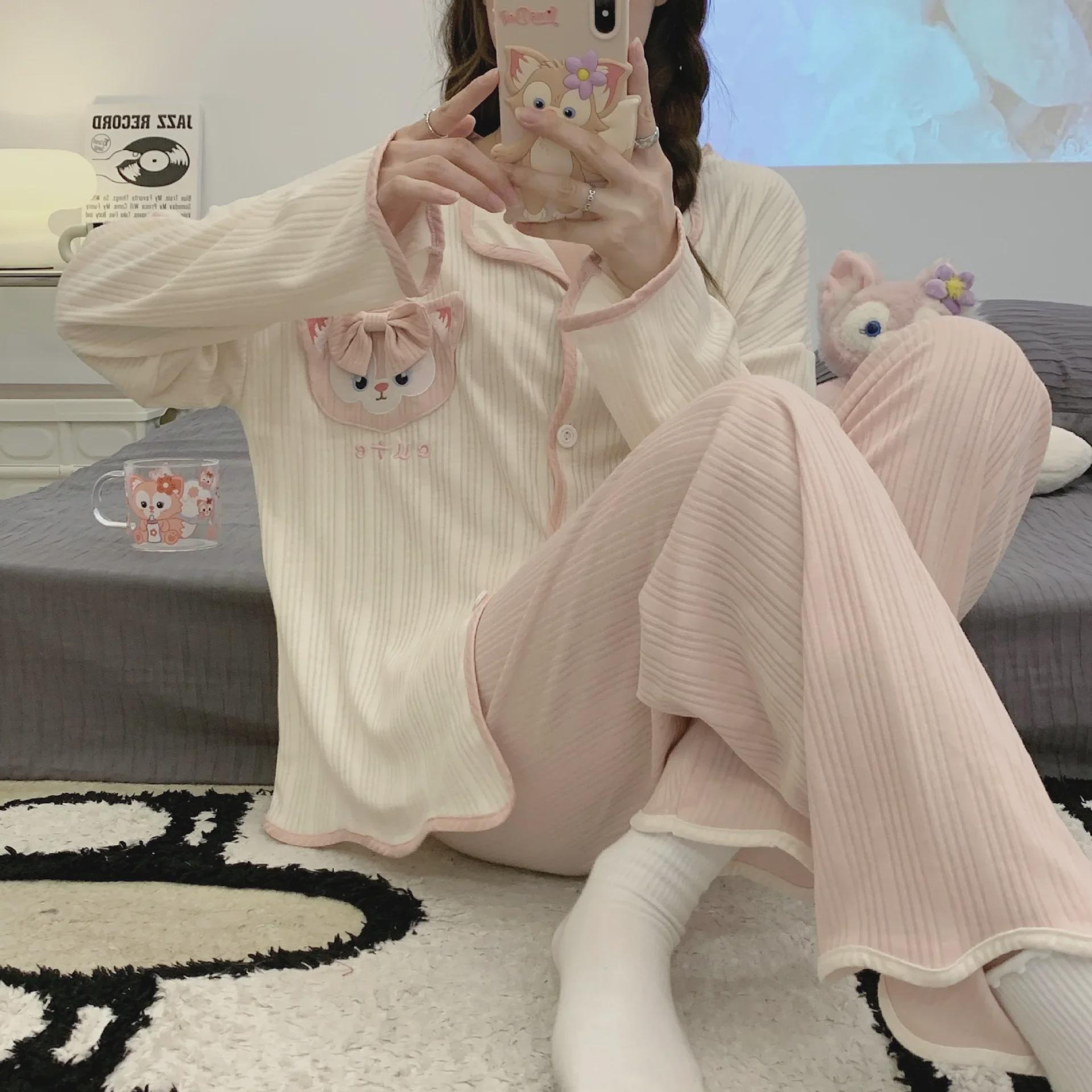 

Женская пижама Kuaishou, популярная осенняя пижама, милая, удобная, свободного кроя, кардиган с рисунком для дома или улицы L