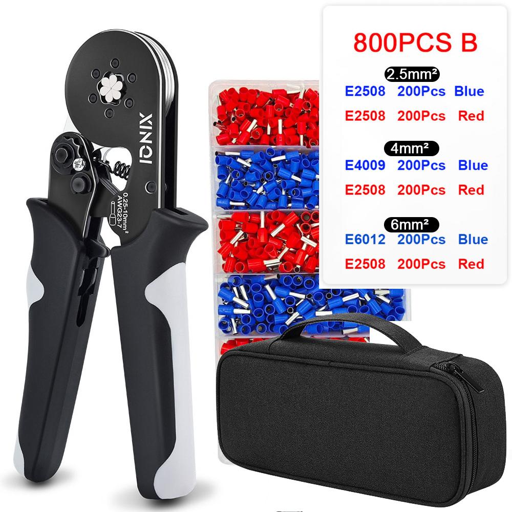 Hexagon Wire Terminal Ferrule Crimping Tool, HSC8 10-6A Self-Adjusting Ratchet Crimping pliers, Electrician Tools for AWG 23-7