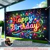 2D Flachdruck Geburtstagsbanner Bunter Neon Fotografie Hintergrund