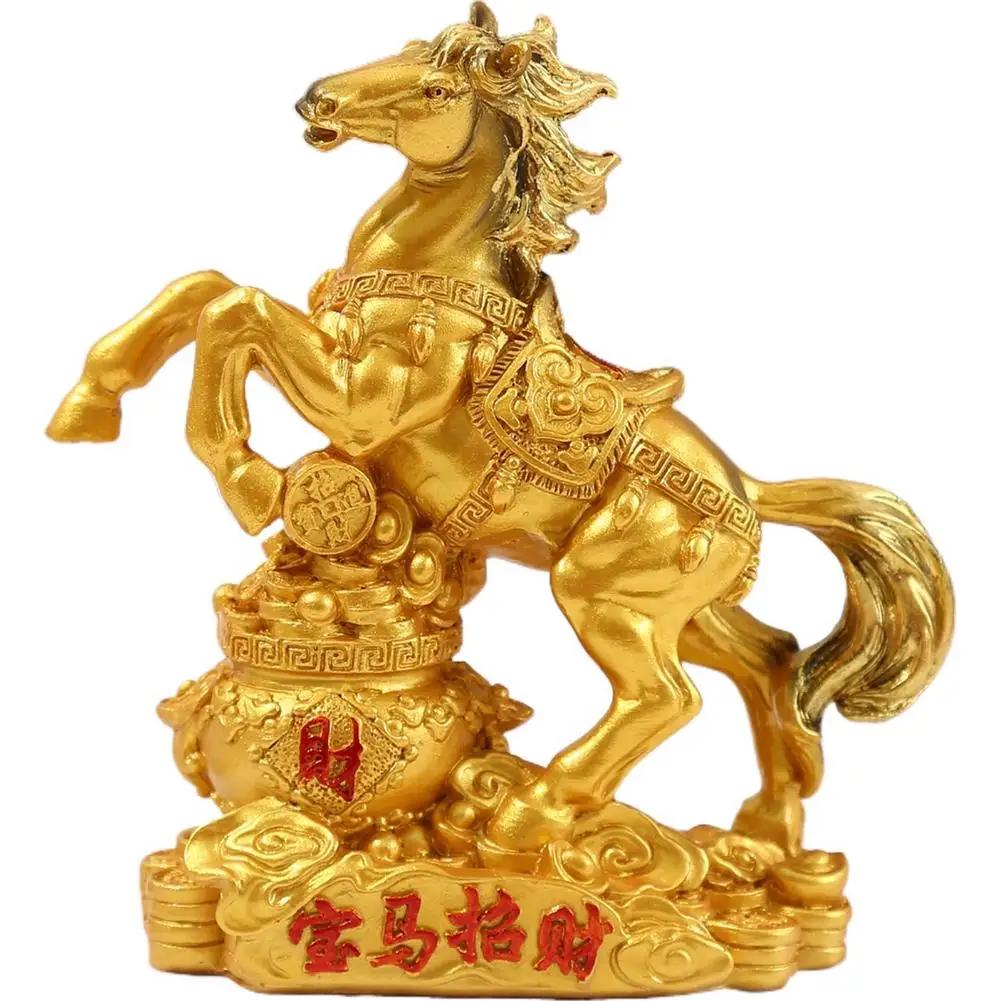 Chinese Traditional Resin Horse Statue Feng Shui Wealth Animal Decoration Home Office Crafts Sculpture Fortune Deskt L9L6