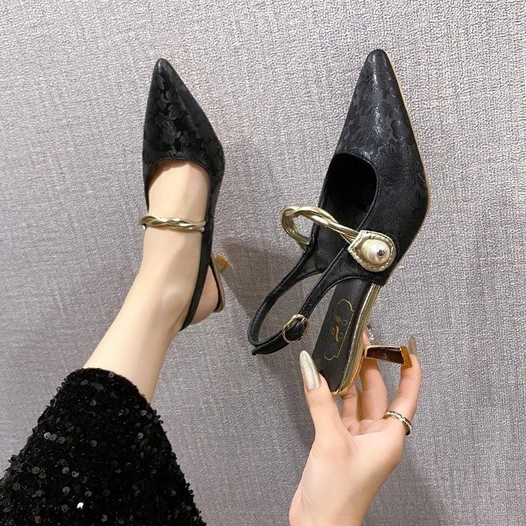 Fashion Elegant Chinese Style High Heels Womens Shoes 2025 New Versatile Fashionable Sexy Fine Tipped Pointed Sandals Trendy Women's