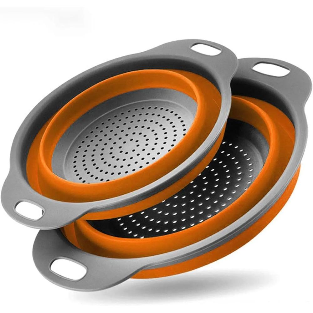 Kitchen Strainer Colander Set2PCS  Food Strainers for Kitchen Collapsible Colander with Plastic Handles for Pasta and Spaghetti
