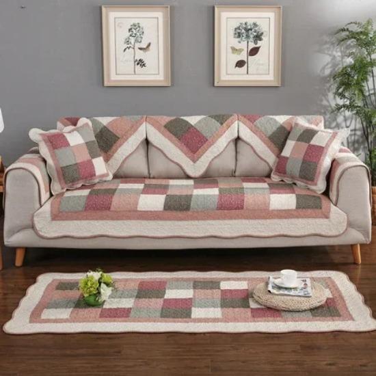 

Чехол для дивана в стиле бохо из хлопковой ткани Four Seasons Ethnity Style, чехол для дивана с клетчатым принтом, подушка для дивана для гостиной, нескользящий коврик 70x70