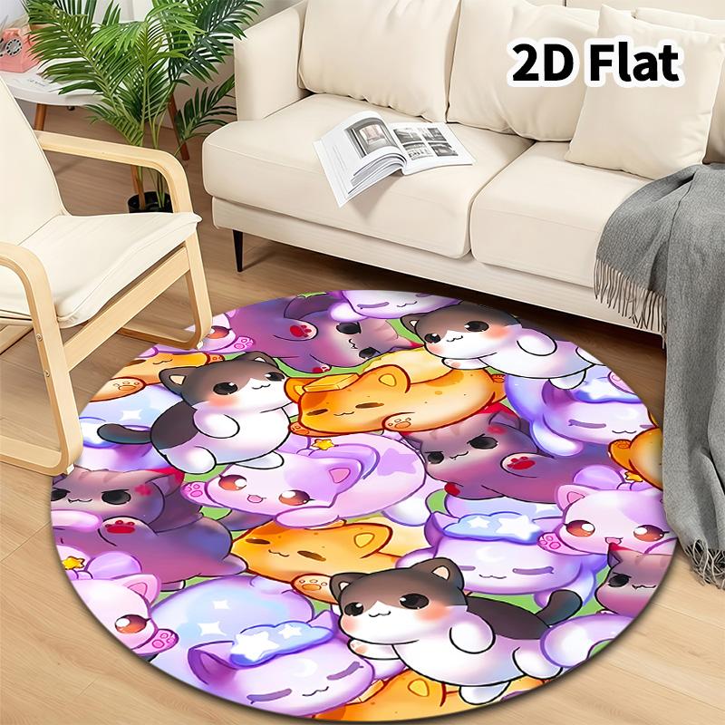 Aphmau Round Area Rug Carpet Rug For Living Room Bedroom Sofa Playroom Decor Nonslip Floor Mat