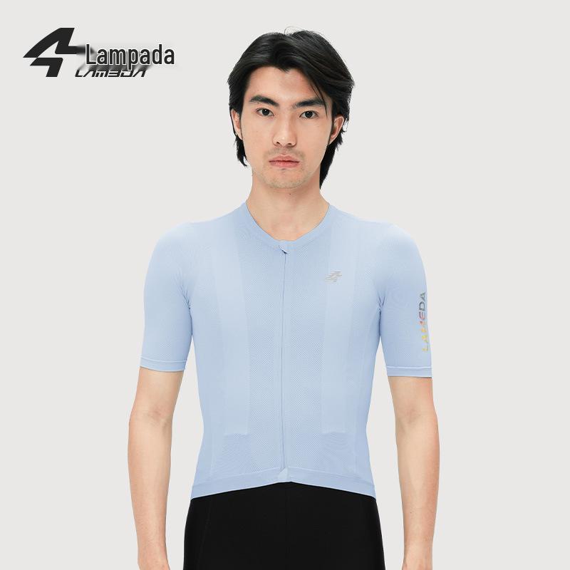 

Непревзойденная мужская дышащая быстросохнущая велосипедная джерси - летняя с коротким рукавом для горного и шоссейного велоспорта L светло-синий