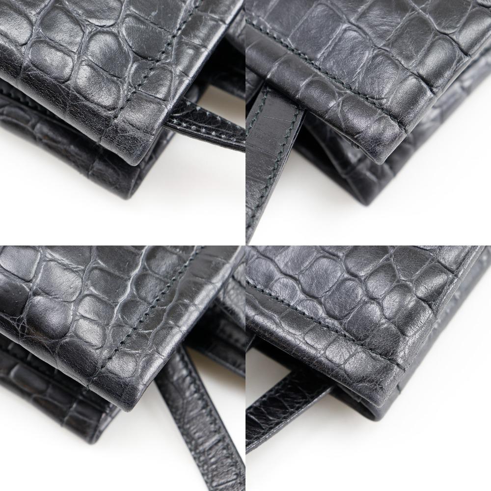 Salvatore Ferragamo Vala Handbag AQ-21 8252 2WAYShoulder Black/gold Embossed Leather Women Used