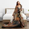 Retro Cozy Ghost Reading Bookish Librarian Halloween Blanket Flannel Throw Blanket For Couch Chair Soft Warm Quality Bedspread