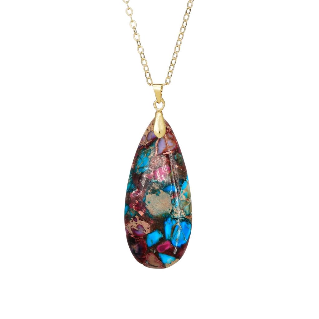 Hot-selling new natural stone water drop pendant, earrings, necklace set, European and American INS style jewelry.