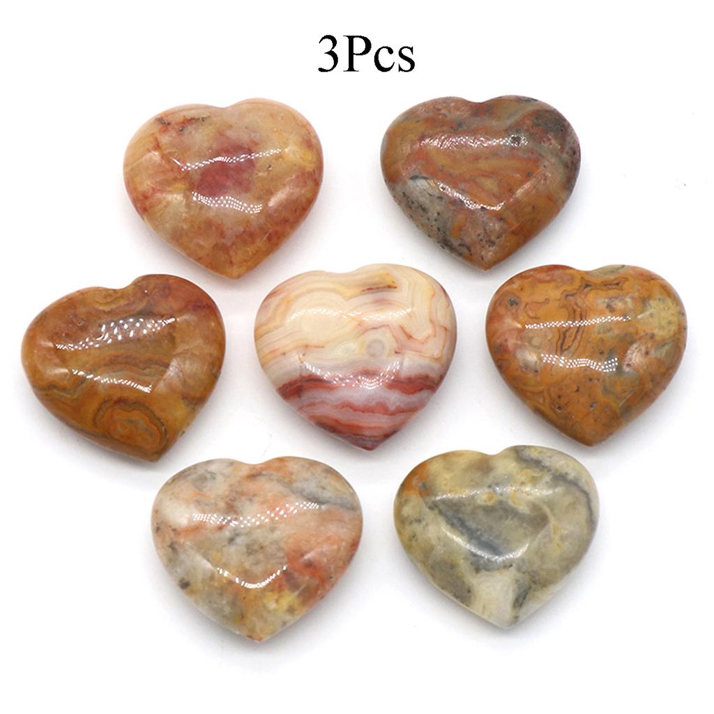 3Pcs, Assorted Natural Crystal Heart Stones Bulk Polished Healing Crystal Hearts for DIY Jewelry, Meditation, Reiki & Valentine's Day Gifts