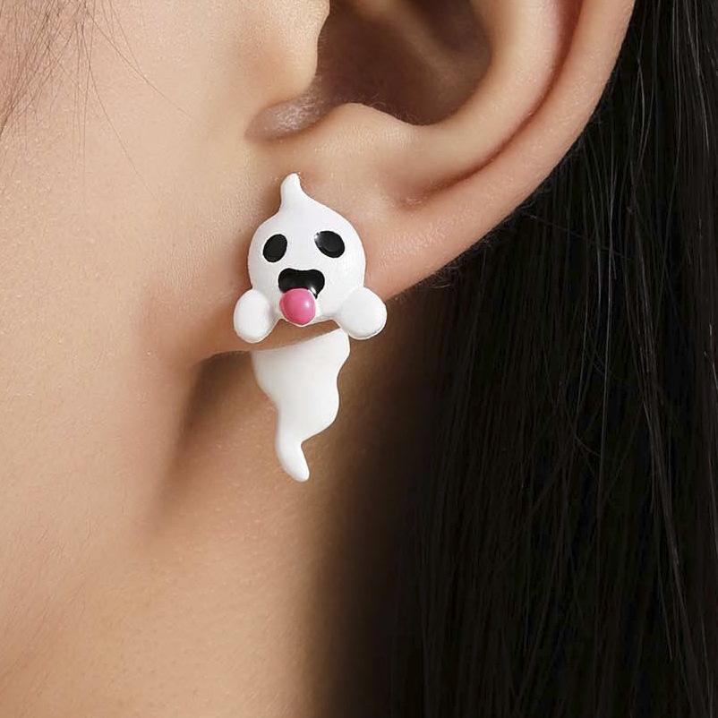 Halloween Ghost Elegant Earrings Striking Glow In The Dark Charming Alloy Ear Studs For Women