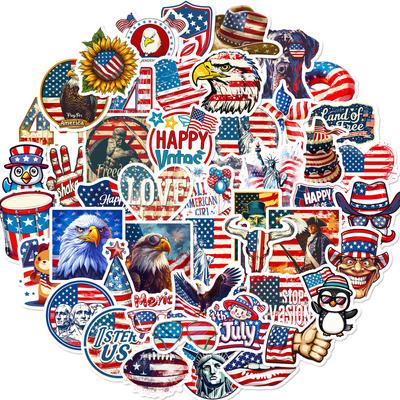 50 Independence Day Holiday Celebration Stickers Graffiti Diy Notebook Skateboard Luggage Waterproof Stickers