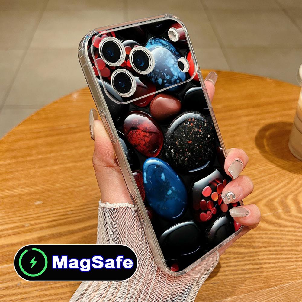 

Aesthetic Stones Mobile Phone Case for iPhone 17 16 15 14 13 12 11 Air Pro Max Plus Mini Magsafe Clear Colorful Cover Smartphone iPhone 11 Pro Max