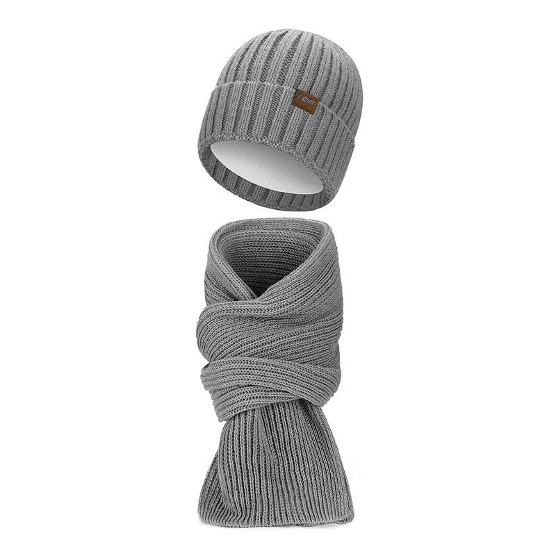 FEWK Winter Extra-Langer Schal und Mütze Set - Unisex Fleecefutter Kältefest Warm Gestrickt