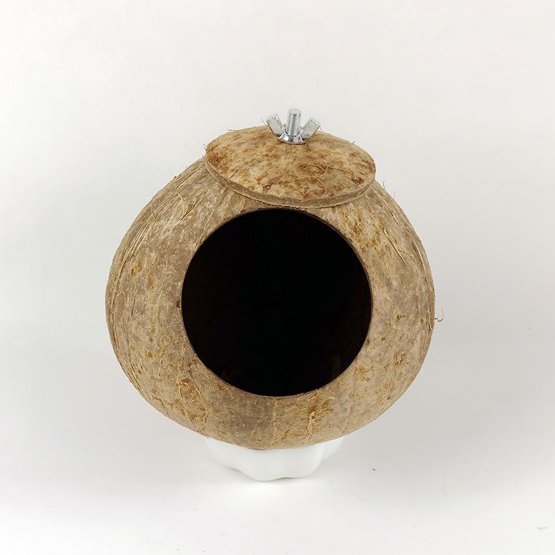Coconut Shell Hanging Bird Nest for Parrots, Finch, Budgie, and Pearl Breeding.