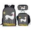 Classic Novelty Funny Cool Grehoud 3D Print 3pcs/Set pupil School Bags Laptop Daypack Backpack Lunch bag Pencil Case