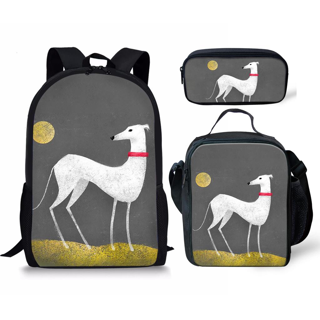 Classic Novelty Funny Cool Grehoud 3D Print 3pcs/Set pupil School Bags Laptop Daypack Backpack Lunch bag Pencil Case